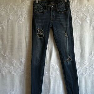 Distressed Skinny Jeans – Dark Wash Ripped Denim, Stretch Fit Sz Juniors 5